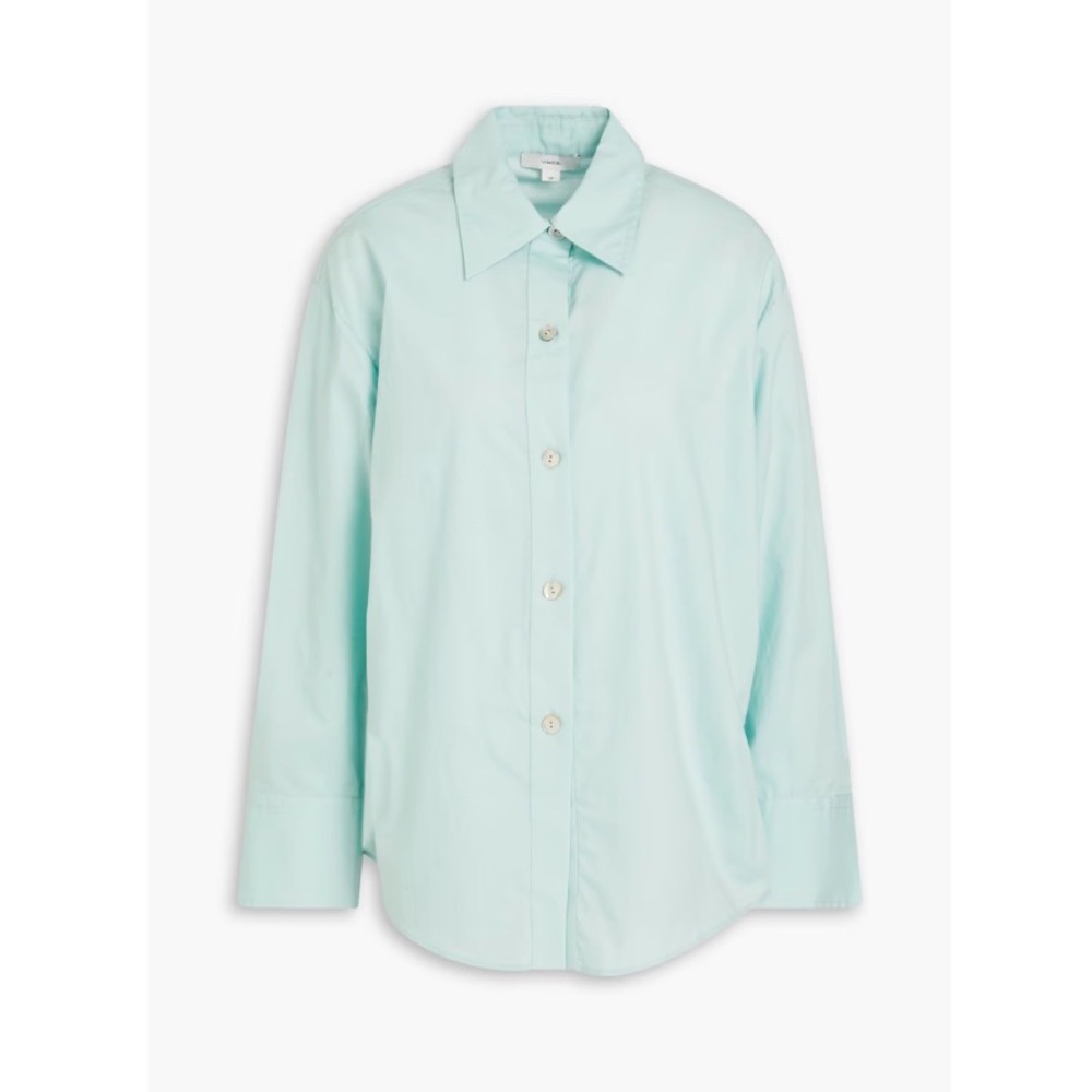 Vince Belted cotton-blend poplin shirt